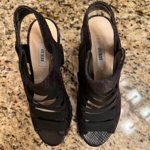 Guess Black Suede Heels with Strappy Design